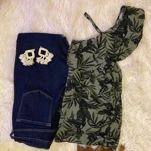 Tropical Leaf Off the Shoulder Top- Old Navy